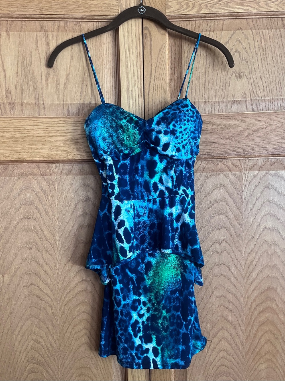 Blue Green Animal-Print Mini Dress - Women